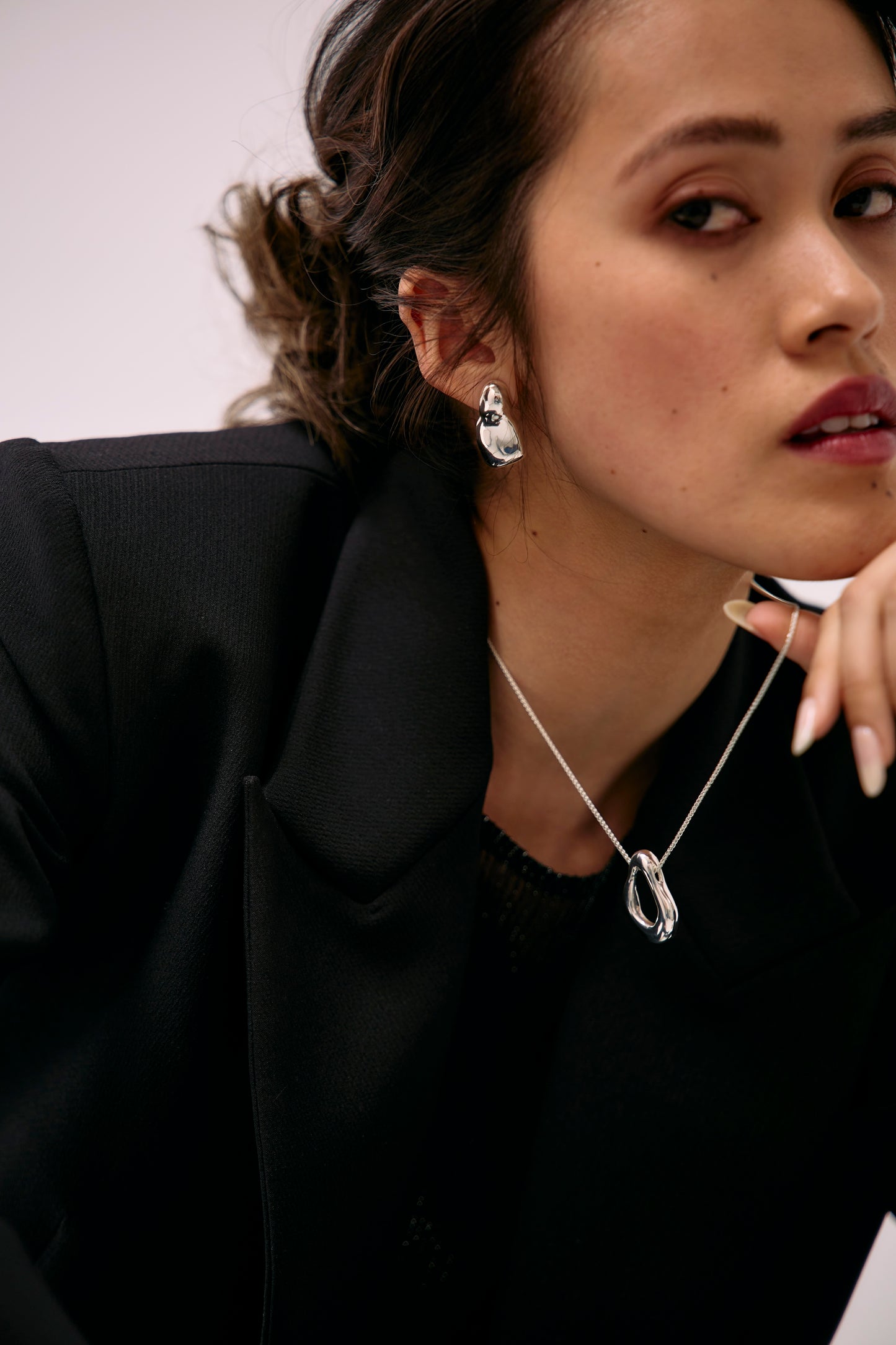 Luna Earrings by SÉOLA Atelier, handcrafted in textured sterling silver