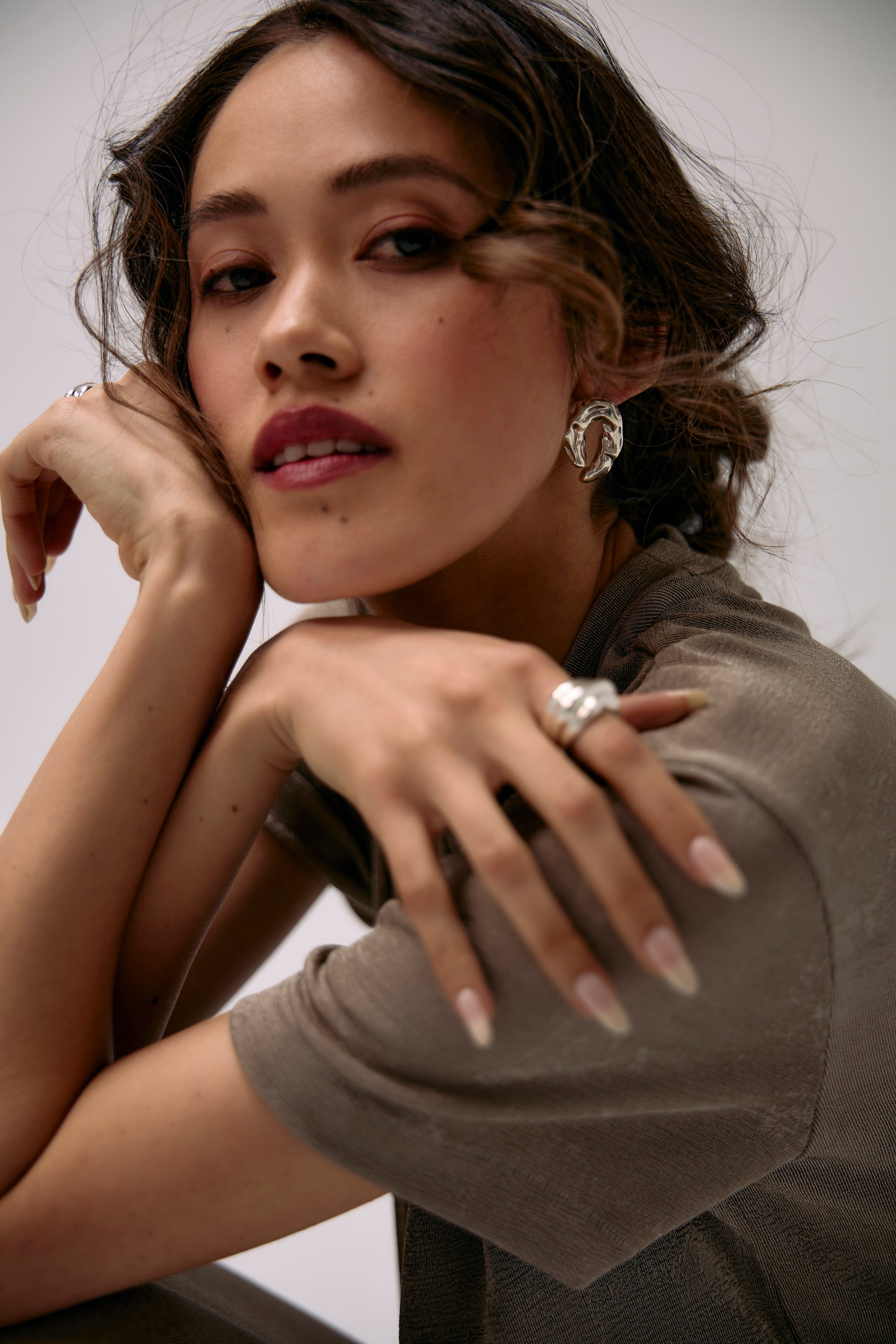 Ragna Earrings by SÉOLA Atelier, handcrafted in textured sterling silver