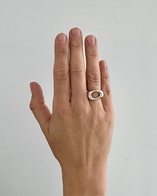 Eira open-centre sculptural sterling silver ring by SÉOLA Atelier