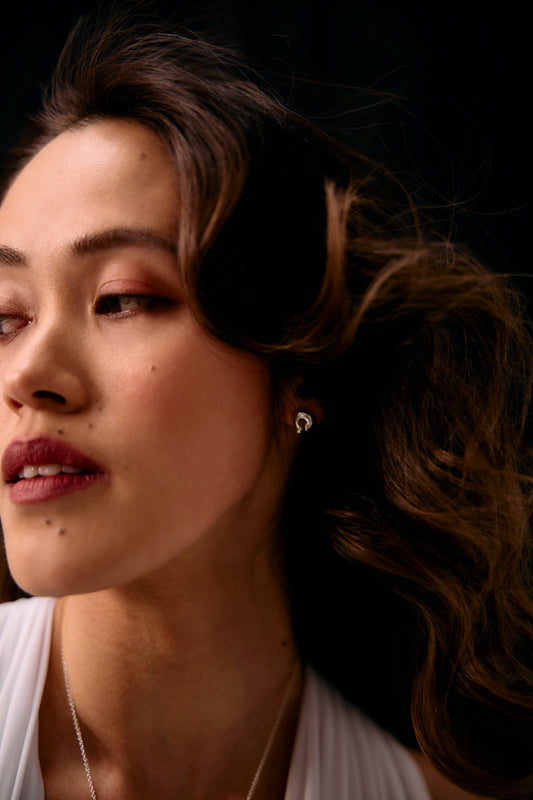 Sterling silver Cirra earring stud  by SÉOLA Atelier, handmade in Montreal